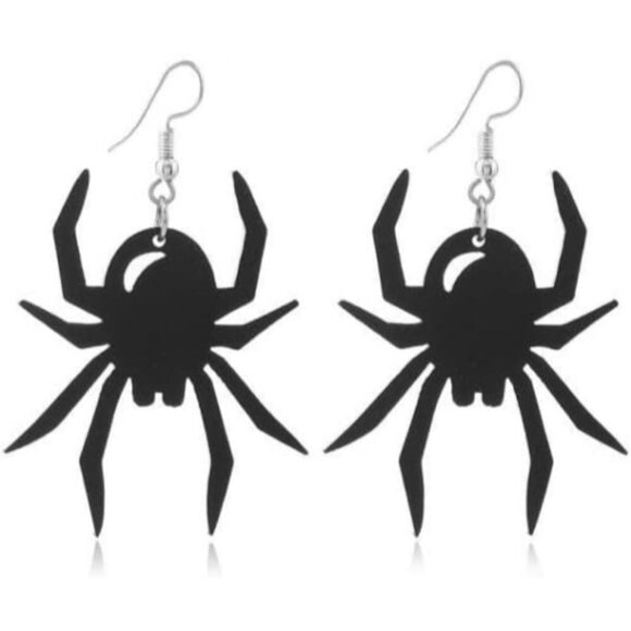 Fun Holiday Accessory Gift NLCAC Halloween Stud Earrings 9  Women\'s Spider Zinc Halloween Theme Acrylic Skull Spider & Bat Earrings